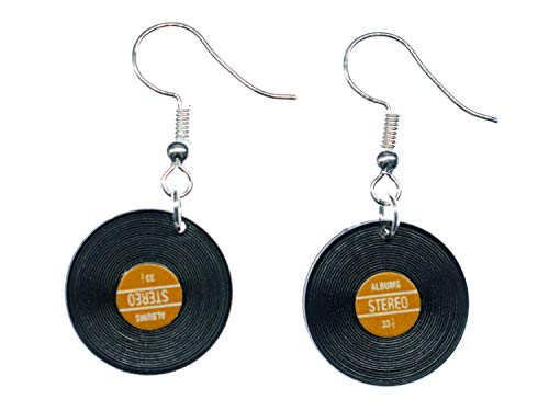 Bijoux groupe de musique vinyle rouge Miniblings boucles d'oreille argent