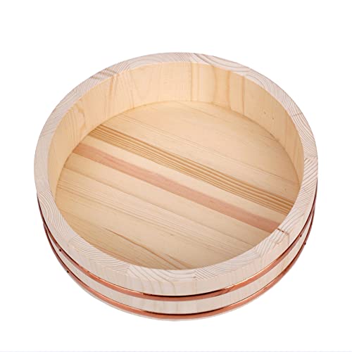 Wsha Pine Wood Sushi Rice Bowl With Copper Band, Japanese-Style Hangiri Sushi Rice Mixing Tub, Rice Bucket For Making Sushi And Bibimbap Rice,56X15Cm #TOP2