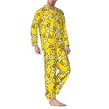 Vosery Ducky - Conjunto de pijama de manga larga para hombre, diseño de animales de dibujos animados, color amarillo, con bolsillos, Negro, X-Large