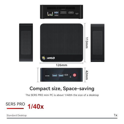 Image of Beelink SER5 Mini PC, AMD Ryzen 5 5500U (Up to 4.0GHz 6C /12T) Mini Desktop Computer 32GB RAM 500G SSD, DP, HDMI Triple Display, 2.5G LAN, WiFi 6 BT5.2, W-11 Pro Mini Computer