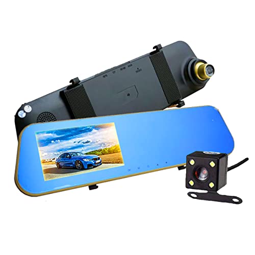 KIT Retrovisor Veicular Tela Câmera Frontal E Câmera De Ré 1080p Full HD Dvr Com Gravador De 32GB Al