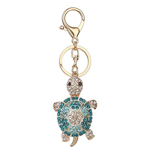 Li-ly Porte-clés plaqué Or de qualité supérieure Mignonne écaille de Tortue Bleue clé de Voiture Pendentif Portefeuille Accessoires de Voiture clé décor en Acier Inoxydable clés de Voiture orneme Cover