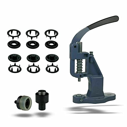 Starter Set inklusive 50 Stück Jersey Druckknöpfe Rostfrei von ISTA TOOLS Grundmaterial Messing und nickelfrei -plus mit Hebelpresse -plus Druckknopfwerkzeug (Set- 9,5mm-Silber nickelfrei) Cover