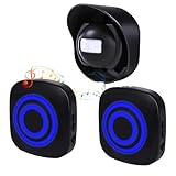 KKYOYRE ワイヤレス人感チャイム 人感センサーチャイム 防犯センサー 無線 ドアチャイム チャイム 呼び鈴 お知らせベル ピンポン 防犯、防災機能 送信機1個 受信機2個セット 呼出音38種類 4段階の音量 配線工事不要 電池式 USB 赤外線センサー搭載 動体検知 (ブラック)