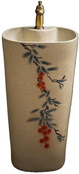 Pedestal Sinks Ceramic Column Type Wash Basin Balcony Vertical Floor-Standing Sink Home Bathroom (A)