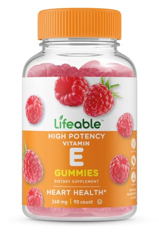 Lifeable Vitamin E 268mg - Great Tasting Natural Flavor Gummy Supplement - Vegetarian GMO-Free Chewable Vitamins - for Eye Health and Cardiovascular Support - for Adults, Men, Women - 90 Gummies