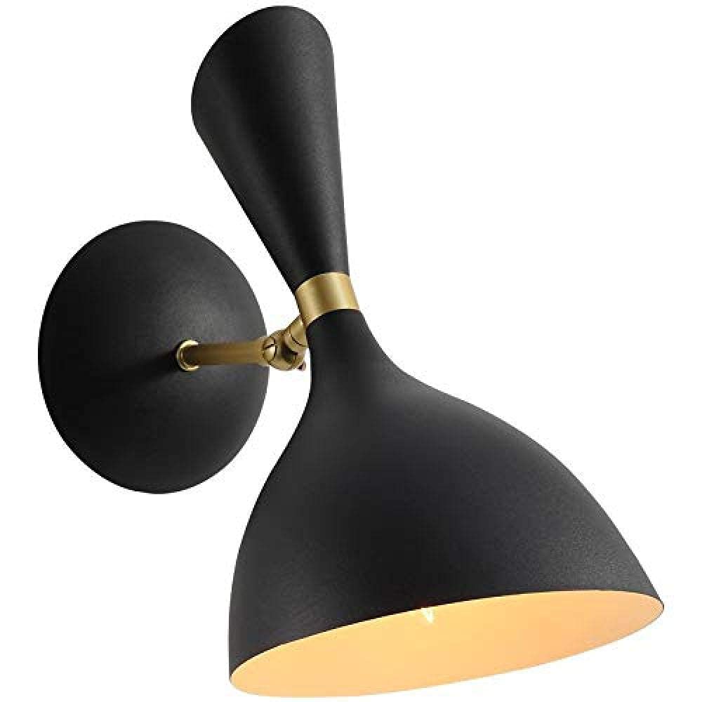 Novedad Lámpara de Pared, Pantalla Interior Blanco? Negro Led Interior Espejo de Baño Luz de Escalera Lámpara de Noche Lámpara de Dormitorio Lámpara de Dormitorio E27 Luz 110V-220V Negro