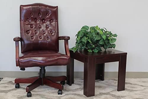 Seller photo: Boss Office Products Classic Executive Caressoft Chair with Mahogany Finish in Burgundy