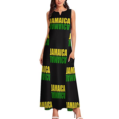 TAIZIYEAH Long Dress Elegant Casual Long Dress Jamaica Flag Girls Summer Sunshine Beach Skirts for Womens XL3