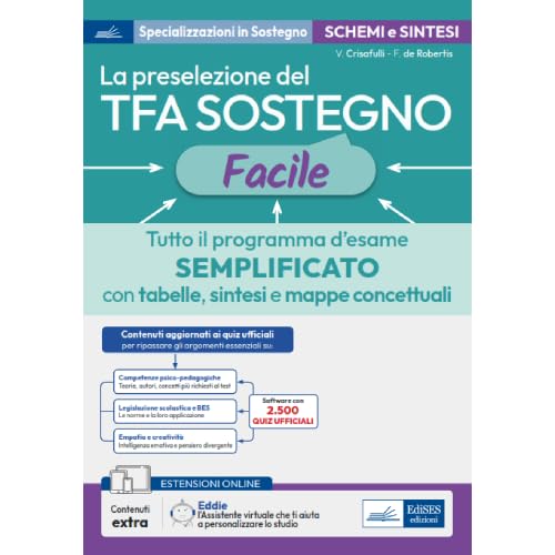 La preselezione del TFA SOSTEGNO facile: Tutto il programma d’esame SEMPLIFICATO con tabelle, sintesi e mappe concettuali