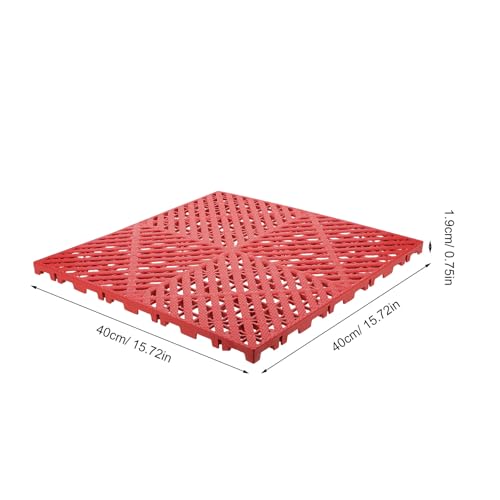 Dalles de sol emboîtables de garage tapis drainage antidérapant rouge - 2