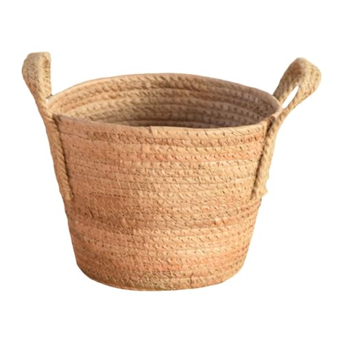 Gralara Cesta de Flores Tejida a Mano con Cuerda, Cubierta para Maceta con Asas, contenedores de Plantas versátiles para balcón, Interior y Exterior, jardín, Medio
