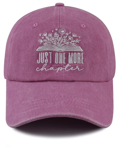 Image of Just One More Chapter Hat for Men Women, Cute Adjustable Cotton Embroidered Book Lovers Baseball Cap