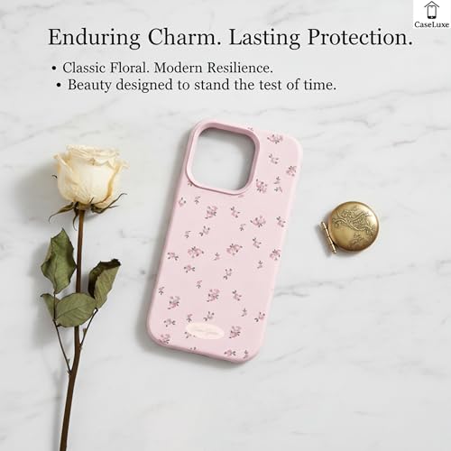 Image of Floral Pattern Phone Case Back Cover Compatible with iPhone 15 Elegant Small Flower Soft Texture Protective Case for Women and Girls-White-Pink