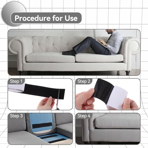 Image of 2 Rolls Hook and Loop Strips with Adhesive, 2 Inch x 16.4 Feet Excellent Grip Couch Mounting Tape, Non-Slip Heavy Duty Sticky Strips, Double Sided Tapes Roll for Fixing, Black