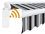 Arilco Elektrische Vollkassettenmarkise Kassettenmarkise Gelenkarmmarkise Markise Sonnenmarkise Sonnenschutz in vielen Farben und Größen wählbar in der Kassettenfarbe Weiss (5m x 3m, Casual)