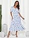 GRACE KARIN Casual Summer Short Sleeve Flowy Tiered Smocked Long Midi Dresses White Blue L