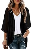 florynova Womens Lightweight Summer Cardigan Swimwear Coverups Beach Cover Up Shawl Shrug（Black，L）