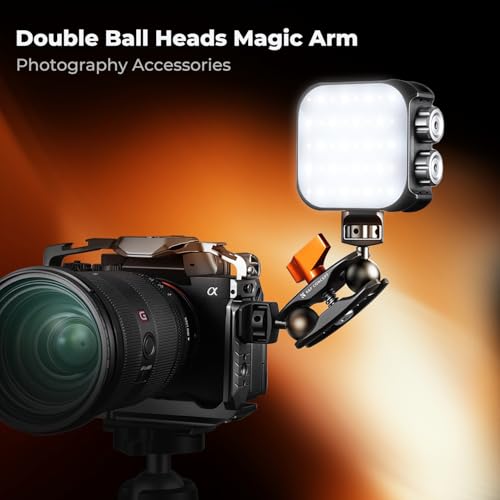 Image of K&F CONCEPT Dual Ball Heads Magic Arm, Articulating Magic Arm | with 1 /4 inch-20 Screw, 360 swivelling Ball Head, Aluminum Alloy Camera Monitor Mount Arm, MS14