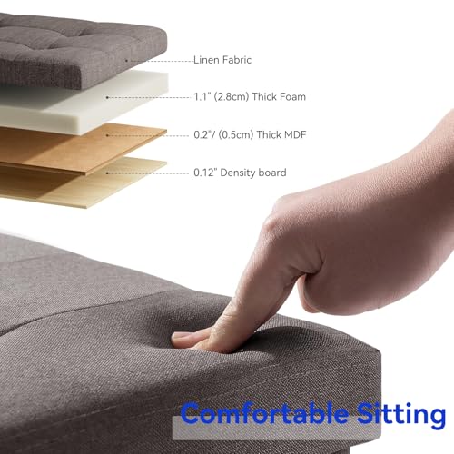 Image of BRIAN & DANY 30 Inches Folding Storage Ottoman Bench, Ottoman with Storage Bench for Bedroom, Living Room, Entryway, Foot Rest with Legs, Brown