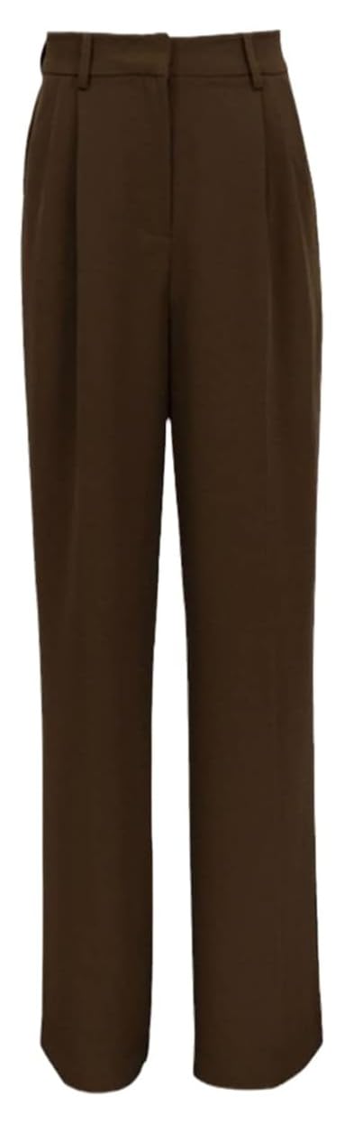 Women Spring Summer Casual Vintage Straight Wide Pants High Waist Zipper Fly Full Length Pants