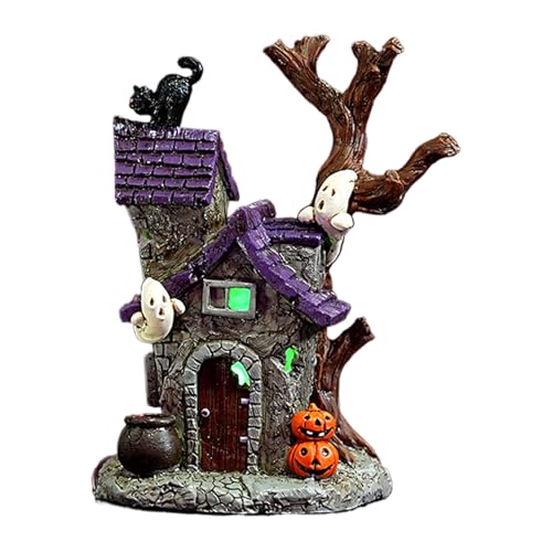 Figura de casa embrujada de terror con efecto luminoso para mesa e interior 8