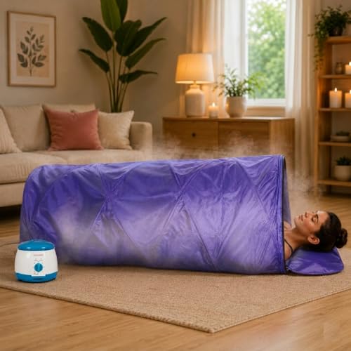 Image of Kawachi Portable Sleeping Steam Sauna Bath Panchkarma Swedan Machine and Beauty Spa at Home (i68- light violet)