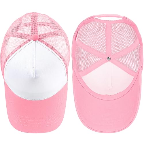 Image of Falari 5-Panel Mesh Baseball Cap, Trucker Hat, Structured Plain Design, Cotton, Adjustable Size
