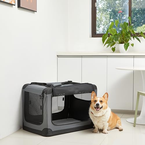 Amazon Basics 4-Türiger Faltbarer Reisezwinger für Hunde, Katzen, Kaninchen & andere Kleintiere, Grau, M 76 cm x 54 cm x 54 cm