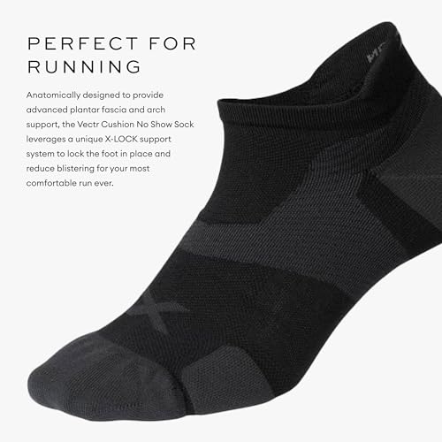 2XU Unisex Vectr Cushion No Show Socks - Provides Advanced Support for Running2