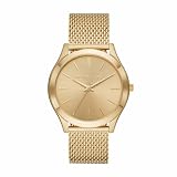 Michael Kors Watch for Men Slim Runway, Three Hand movement, 44mm Gold Stainless Steel case with a Stainless Steel strap, MK8625