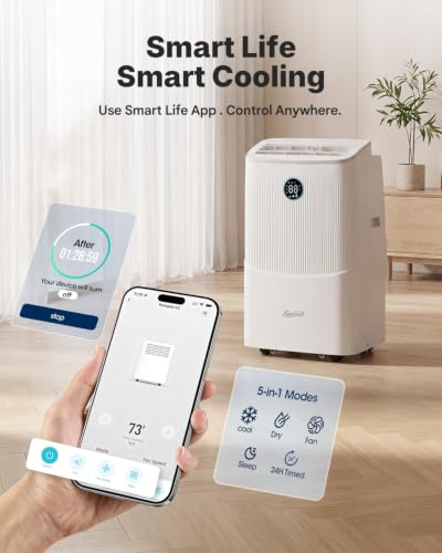 Image of 16000 BTU Portable Air Conditioners, Cools Up To 780 Sq. Ft., 5-In-1 Smart AC Unit With WiFi App, Remote, Fast Cooling, Dehumidifier, Fan, Sleep Mode, 24H Timer And Window Kit,Upgraded Clean White