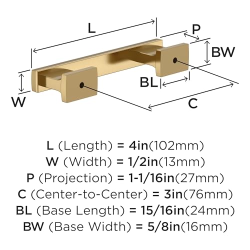 Image of Amerock 25 Pack 3 inch Triomphe Champagne Bronze Drawer Pull | 3 inch (76mm) Center-to-Center Mounting Distance and 4 inches Overall Length, Durable Zinc Cabinet Hardware