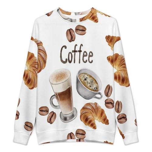 MoBlinko Sweaters for Men Cartoon Croissant Mens Crewneck Sweater Long Sleeve Lightweight Pullover2