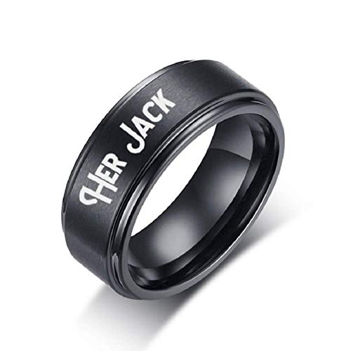 6mm His Sally Black Stainless Steel Romantic Women Ring Promise Anniversary Engagement Wedding Band (Her Size 8)2