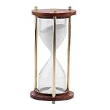 CH Sand Timer (with Device) Wooden and Brass Sand Timer Hour Glass Sandglass Clock Ideal for Exercise Tea Making Antique Nautical DΓ©cor Theme Height 6 Inches 5 Minutes/Decorative Hourglass