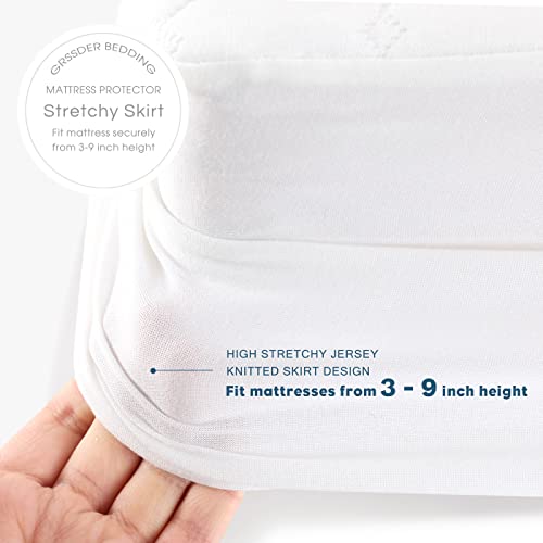 Image of GRSSDER Waterproof Crib Mattress Protector, Extra Soft and Breathable Crib Sheets for Boys and Girls, Extra Thick Toddler Mattress Pad Cover 52 x 28 x 9, Circular Pattern Snow White