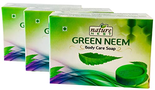 Nature Nest Green Neem Handmade Organic Body Care Soap 3 Bulk Pack 150g -Emblica officinalis, Artemisia Vulgaris & Green Tea Extracts Herb Ingredients & Therapeutic Natural Essential Oils