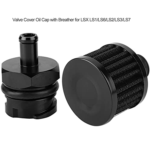 Valve Cover Oil Cap, Yctze Valve Cover Oil Cap With Breather Aluminum Alloy Replacement For Ls1 Ls6 Ls2 Ls3 Ls7 Black For 5.3 Valve Cover Breather Ls Valve Covers Oil Cap Chrome Breather Ls Valv #TOP1