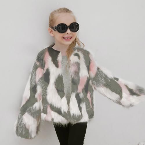Kids Girls Fleece Tie Dye Jacket Round Neck Open Front Long Sleeve Comfy Coat Cute Warm Outwear for Toddler Girls2
