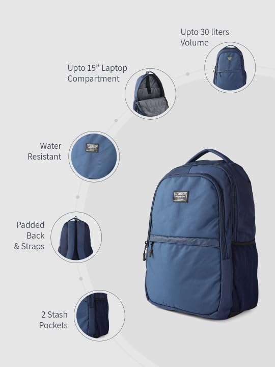 Image of Teakwood Unisex Backpack with 15 inch Laptop Compartment & Water Resistance