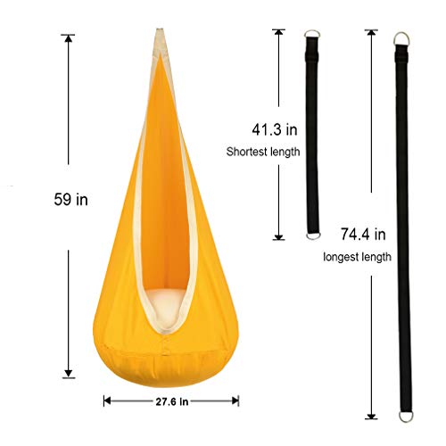 Wubotiyu Kids Pod Swing Hanging Seat Child Hammock Chair Indoor And Outdoor Sensory Swings 100% Cotton Loading Capacity 170 Lbs thumb #4