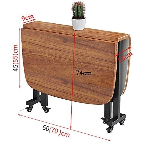 Tavolo da pranzo allungabile con ruote universali, design con foglie a goccia, per ristoranti, soggiorni e terrazze, 120 x 70 cm, salvaspazio e versatile