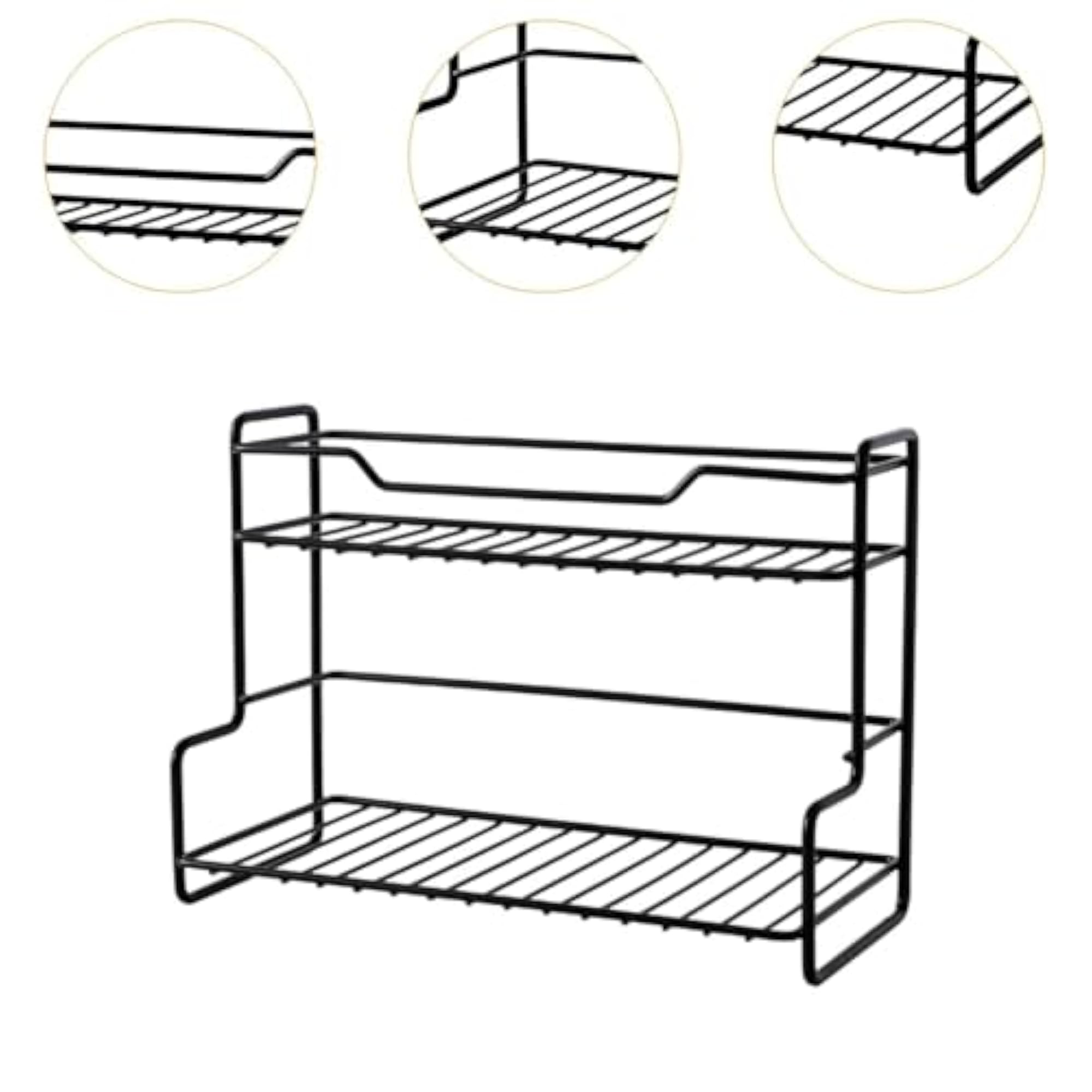 Multipurpose Kitchen Storage Rack, Space Saving Black Design