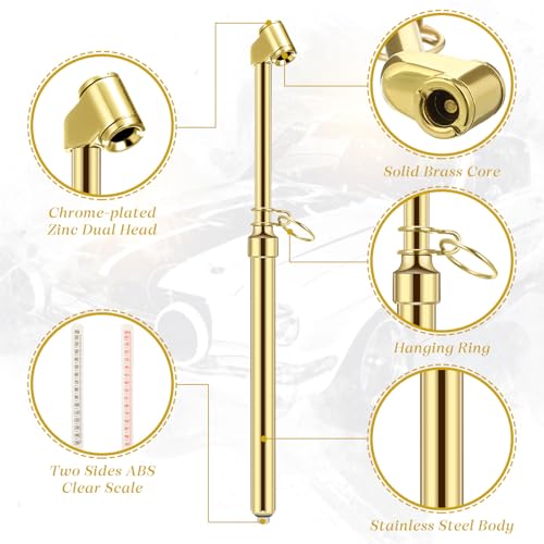 Image of Yunsailing 10 Pcs 10 Pcs Dual Head Tire Pressure Gauge Heavy Duty Truck Tires Air Pressures Gauges with Hook Range 10-150psi, 0.7-10.3bar for Semi Trucks Car Bus Rv Van (Gold)