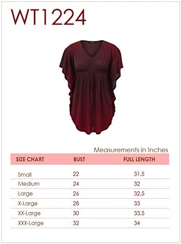 MBJ Womens Solid/Print Caftan Lounge Tunic Top - Made in USA