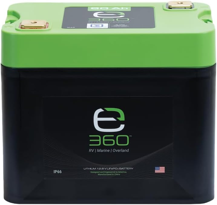 LiFePO4 Deep Cycle Battery - e360 | 80Ah 12.8V Group 24 by EXPION360 - Perfect for RV/Camper, Marine, Overland/Van, Solar and Off-Grid Applications