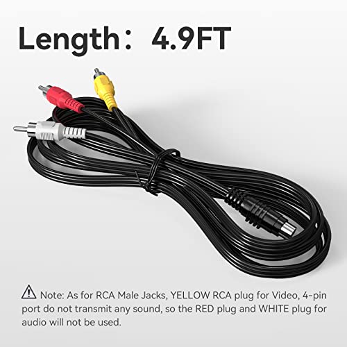 Ullnosoo S Video Cable, 4 Pin S-Video To 3 Male Rca Composite Video Cable, 4.9Ft/ 1.5M Cord For Connecting Laptop/Notebook To Tv, Hdtv, Dvd Receiver, Or Projector #TOP3