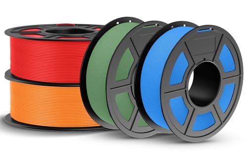 Image of JAYO Matte PLA 3D Printer Filament 1.75mm Bundle, 4 Pack 1.1kg Spools (4.4kg Total), Matte Surface Conceals Layer Lines, Dimensional Accuracy 0.02mm (Red+Orange+Olive Green+Blue)