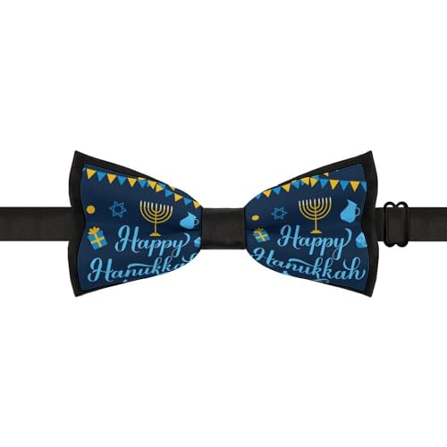 GoasNei Happy Hanukkah Jewish Chanukah Holiday Bow Tie for Men Adjustable Necktie Funny Tie Neck Ties for Weddings Party